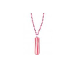 Power Bullet Mini Vibe Necklace With Beaded Chain Waterproof Pink 